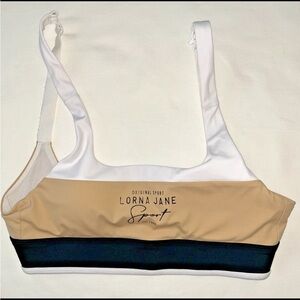 Lorna Jane Women's Tri-Tone Sports Bra - White, Tan, Black